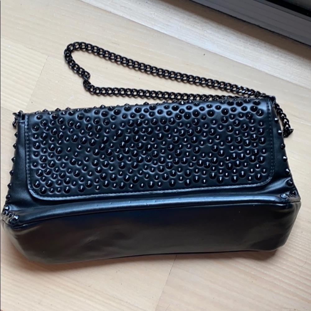 Black Shoulder Bag with Studs